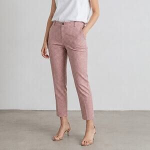 Berwich Laura 67 Pants Womens IT44 US 8 Red Gingham Check Wool es1508x Italy NWT